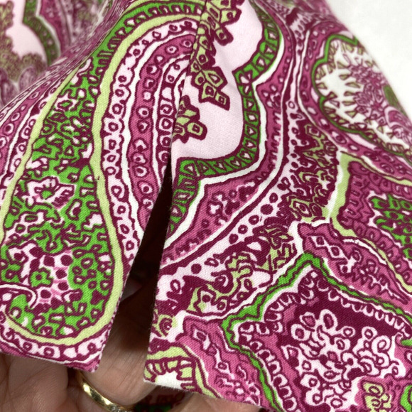 Talbots Pants Womens Size Medium Pink Green Paisley Capri Slacks Side Zip - Picture 12 of 12